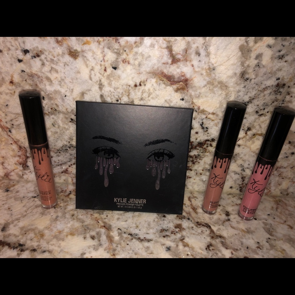 Kylie Jenner pressed powder palette, Kylie Jenner lipsticks & gloss $55 for all
